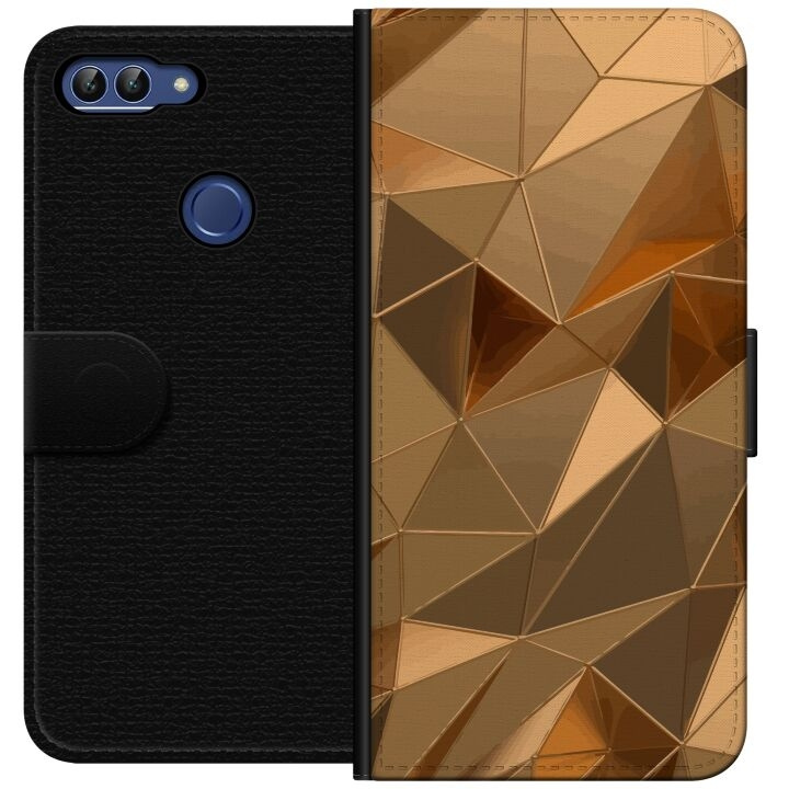 Plånboksfodral till Huawei P smart med 3D Guld motiv i gruppen SMARTPHONE & SURFPLATTOR / Mobilskydd / Huawei/Honor hos TP E-commerce Nordic AB (A52643)