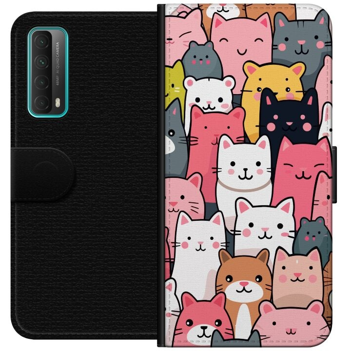 Plånboksfodral till Huawei P smart 2021 med Kattmönster motiv i gruppen SMARTPHONE & SURFPLATTOR / Mobilskydd / Huawei/Honor hos TP E-commerce Nordic AB (A52681)