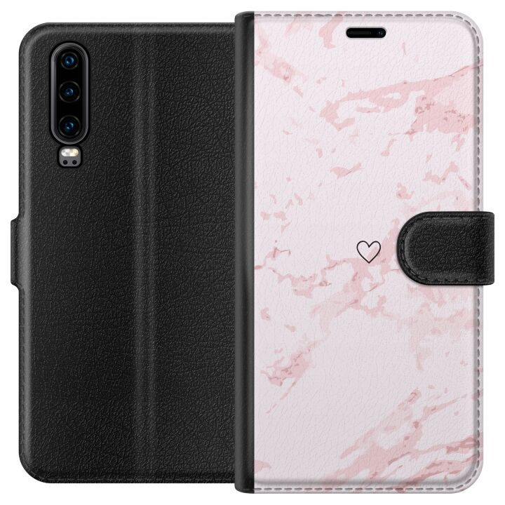 Plånboksfodral till Huawei P30 med Rosa Hjärta motiv i gruppen SMARTPHONE & SURFPLATTOR / Mobilskydd / Huawei/Honor hos TP E-commerce Nordic AB (A53182)