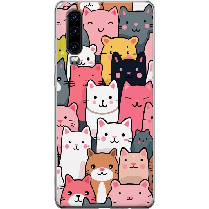Mobilskal till Huawei P30 med Kattmönster motiv i gruppen SMARTPHONE & SURFPLATTOR / Mobilskydd / Huawei/Honor hos TP E-commerce Nordic AB (A53194)