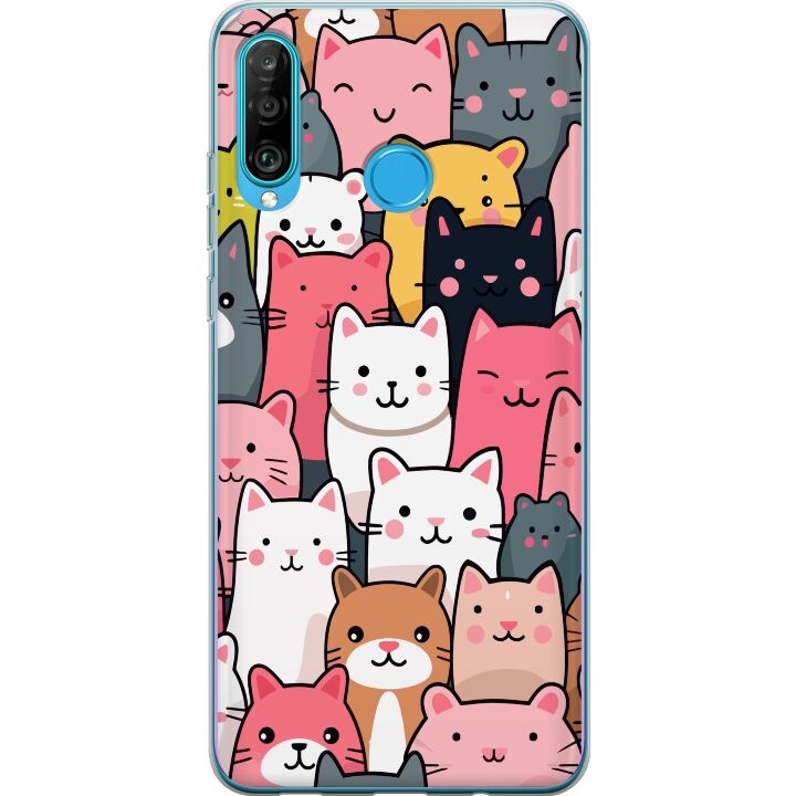 Mobilskal till Huawei P30 lite med Kattmönster motiv i gruppen SMARTPHONE & SURFPLATTOR / Mobilskydd / Huawei/Honor hos TP E-commerce Nordic AB (A53248)