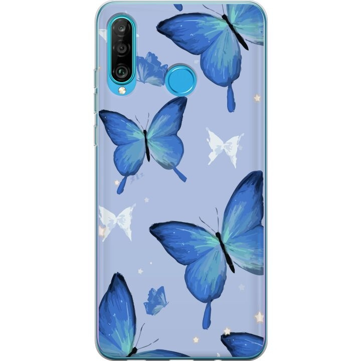 Mobilskal till Huawei P30 lite med Blå fjärillar motiv i gruppen SMARTPHONE & SURFPLATTOR / Mobilskydd / Huawei/Honor hos TP E-commerce Nordic AB (A53256)