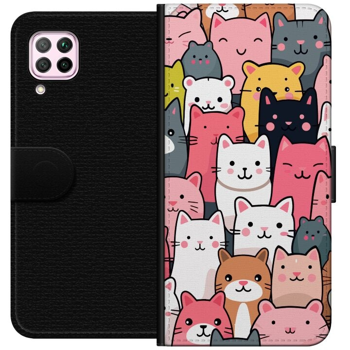 Plånboksfodral till Huawei P40 lite med Kattmönster motiv i gruppen SMARTPHONE & SURFPLATTOR / Mobilskydd / Huawei/Honor hos TP E-commerce Nordic AB (A53383)