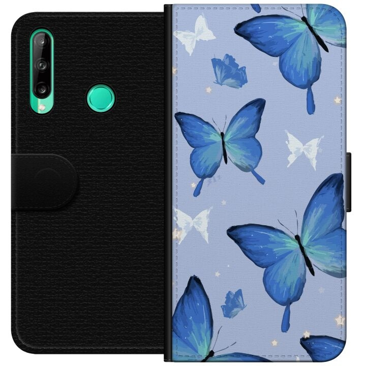Plånboksfodral till Huawei P40 lite E med Blå fjärillar motiv i gruppen SMARTPHONE & SURFPLATTOR / Mobilskydd / Huawei/Honor hos TP E-commerce Nordic AB (A53472)