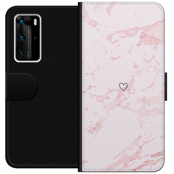 Plånboksfodral till Huawei P40 Pro med Rosa Hjärta motiv i gruppen SMARTPHONE & SURFPLATTOR / Mobilskydd / Huawei/Honor hos TP E-commerce Nordic AB (A53533)