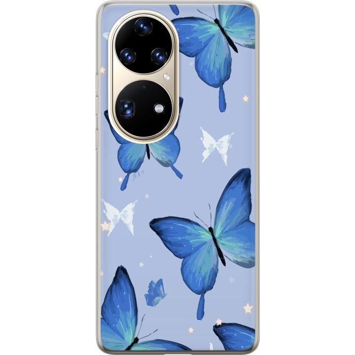 Mobilskal till Huawei P50 Pro med Blå fjärillar motiv i gruppen SMARTPHONE & SURFPLATTOR / Mobilskydd / Huawei/Honor hos TP E-commerce Nordic AB (A53580)