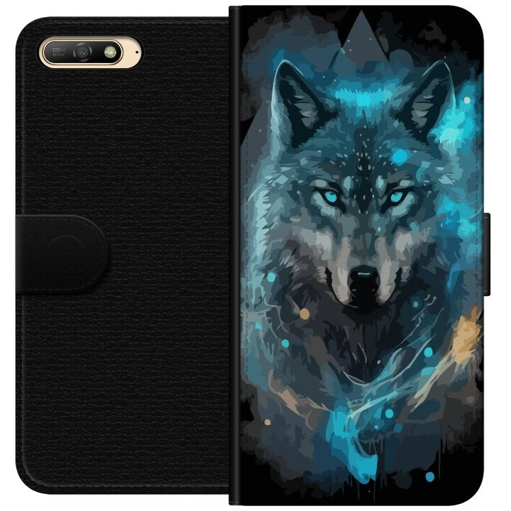 Plånboksfodral till Huawei Y6 (2018) med Varg motiv i gruppen SMARTPHONE & SURFPLATTOR / Mobilskydd / Huawei/Honor hos TP E-commerce Nordic AB (A53729)