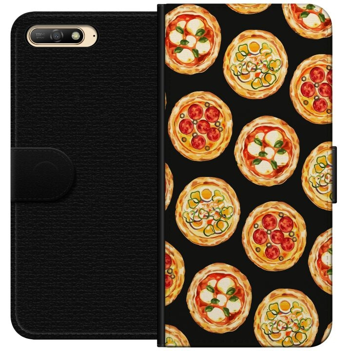 Plånboksfodral till Huawei Y6 (2018) med Pizza motiv i gruppen SMARTPHONE & SURFPLATTOR / Mobilskydd / Huawei/Honor hos TP E-commerce Nordic AB (A53737)