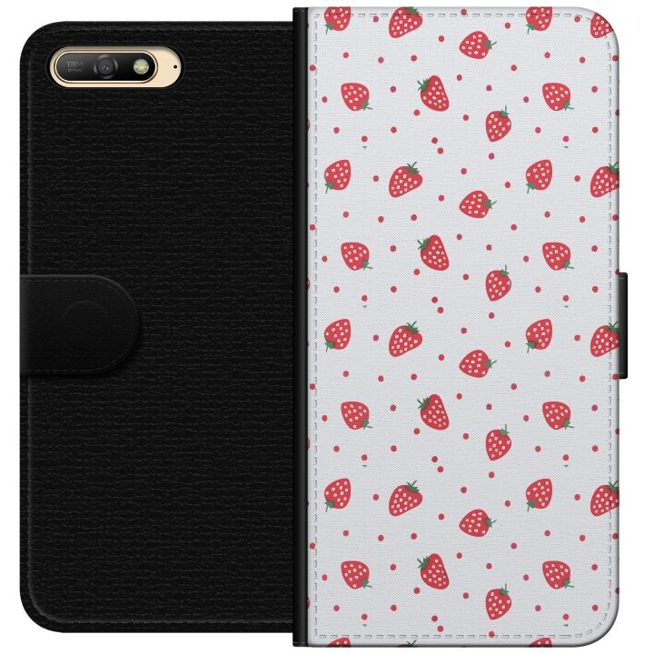 Plånboksfodral till Huawei Y6 (2018) med Jordgubbar motiv i gruppen SMARTPHONE & SURFPLATTOR / Mobilskydd / Huawei/Honor hos TP E-commerce Nordic AB (A53741)