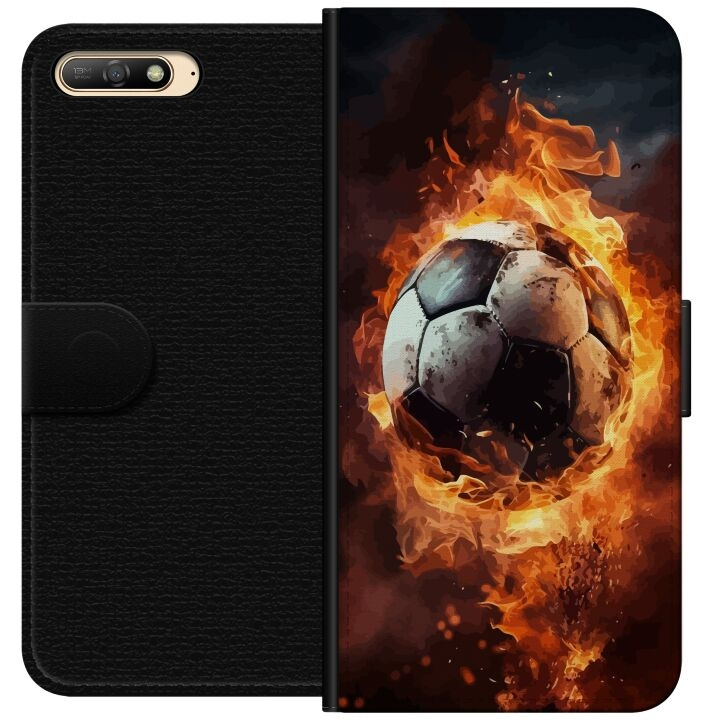 Plånboksfodral till Huawei Y6 (2018) med Fotboll motiv i gruppen SMARTPHONE & SURFPLATTOR / Mobilskydd / Huawei/Honor hos TP E-commerce Nordic AB (A53745)
