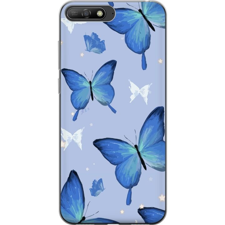 Mobilskal till Huawei Y6 (2018) med Blå fjärillar motiv i gruppen SMARTPHONE & SURFPLATTOR / Mobilskydd / Huawei/Honor hos TP E-commerce Nordic AB (A53767)