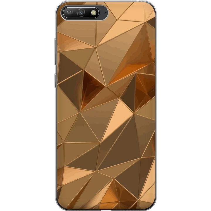 Mobilskal till Huawei Y6 (2018) med 3D Guld motiv i gruppen SMARTPHONE & SURFPLATTOR / Mobilskydd / Huawei/Honor hos TP E-commerce Nordic AB (A53774)