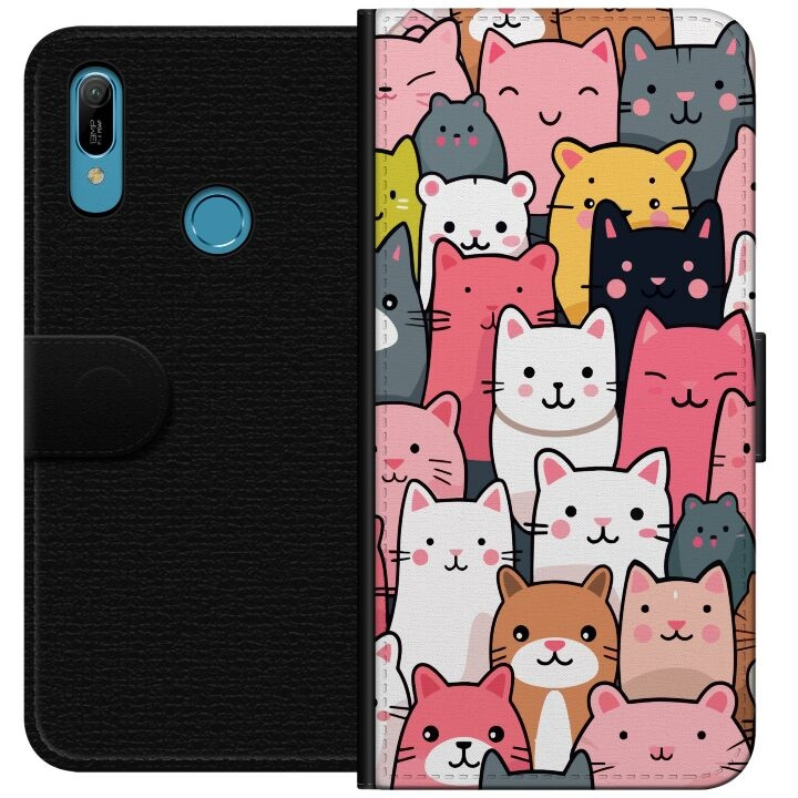 Plånboksfodral till Huawei Y6 (2019) med Kattmönster motiv i gruppen SMARTPHONE & SURFPLATTOR / Mobilskydd / Huawei/Honor hos TP E-commerce Nordic AB (A53785)