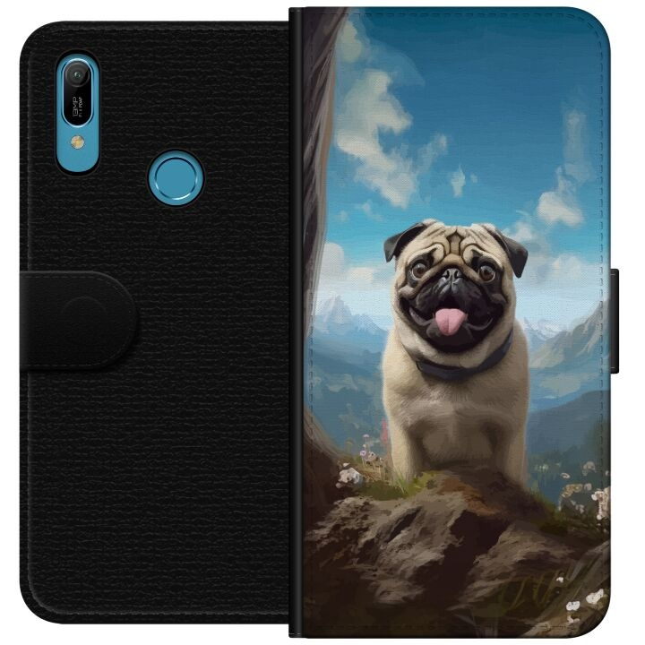 Plånboksfodral till Huawei Y6 (2019) med Glad Hund motiv i gruppen SMARTPHONE & SURFPLATTOR / Mobilskydd / Huawei/Honor hos TP E-commerce Nordic AB (A53795)