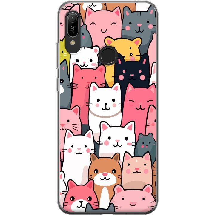 Mobilskal till Huawei Y6 (2019) med Kattmönster motiv i gruppen SMARTPHONE & SURFPLATTOR / Mobilskydd / Huawei/Honor hos TP E-commerce Nordic AB (A53812)