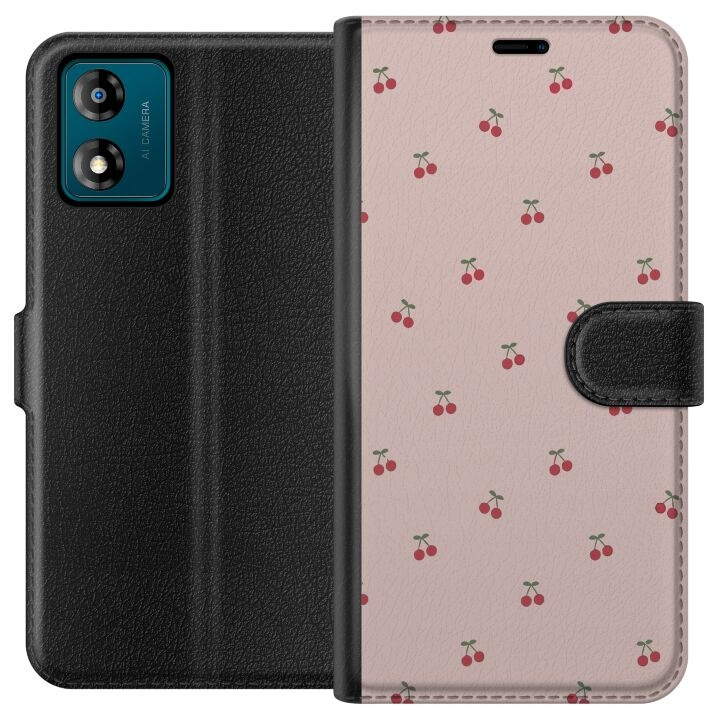 Plånboksfodral till Motorola Moto E13 med Körsbär motiv i gruppen SMARTPHONE & SURFPLATTOR / Mobilskydd / Motorola hos TP E-commerce Nordic AB (A53970)