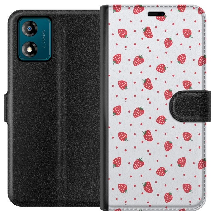 Plånboksfodral till Motorola Moto E13 med Jordgubbar motiv i gruppen SMARTPHONE & SURFPLATTOR / Mobilskydd / Motorola hos TP E-commerce Nordic AB (A53980)