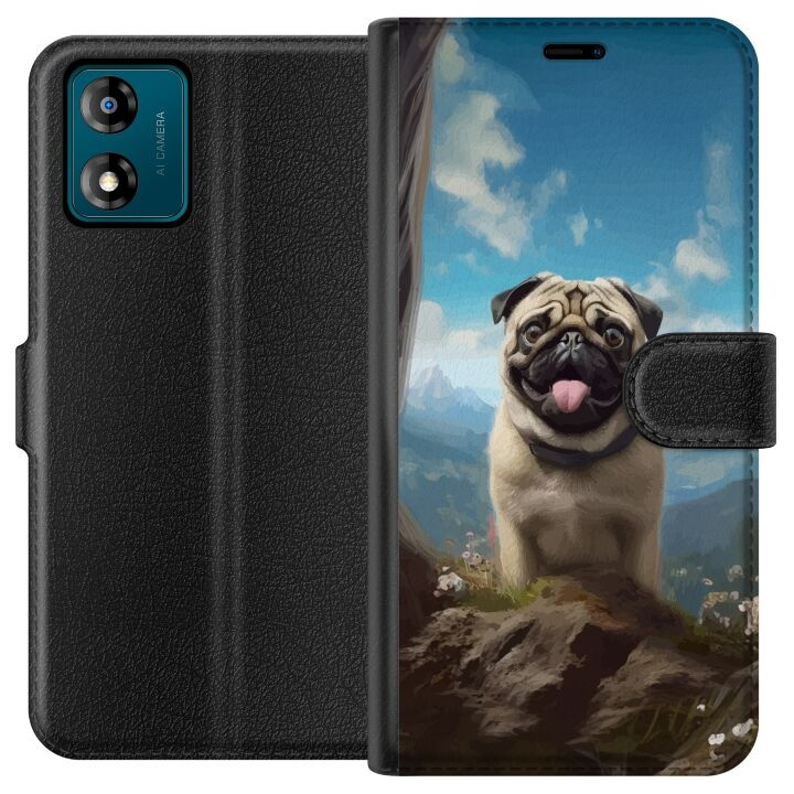 Plånboksfodral till Motorola Moto E13 med Glad Hund motiv i gruppen SMARTPHONE & SURFPLATTOR / Mobilskydd / Motorola hos TP E-commerce Nordic AB (A53981)