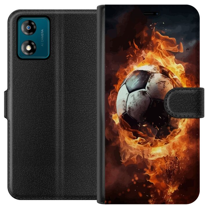 Plånboksfodral till Motorola Moto E13 med Fotboll motiv i gruppen SMARTPHONE & SURFPLATTOR / Mobilskydd / Motorola hos TP E-commerce Nordic AB (A53984)