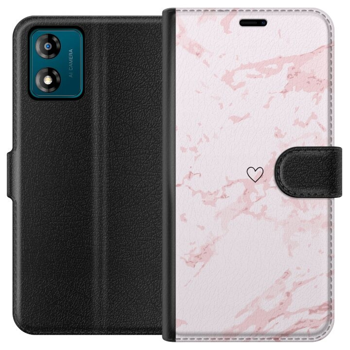 Plånboksfodral till Motorola Moto E13 med Rosa Hjärta motiv i gruppen SMARTPHONE & SURFPLATTOR / Mobilskydd / Motorola hos TP E-commerce Nordic AB (A53986)