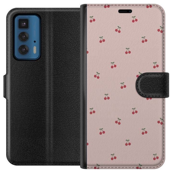 Plånboksfodral till Motorola Edge 20 Pro med Körsbär motiv i gruppen SMARTPHONE & SURFPLATTOR / Mobilskydd / Motorola hos TP E-commerce Nordic AB (A54051)