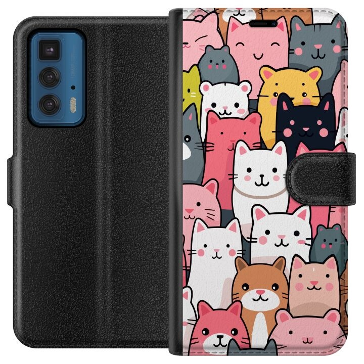 Plånboksfodral till Motorola Edge 20 Pro med Kattmönster motiv i gruppen SMARTPHONE & SURFPLATTOR / Mobilskydd / Motorola hos TP E-commerce Nordic AB (A54052)