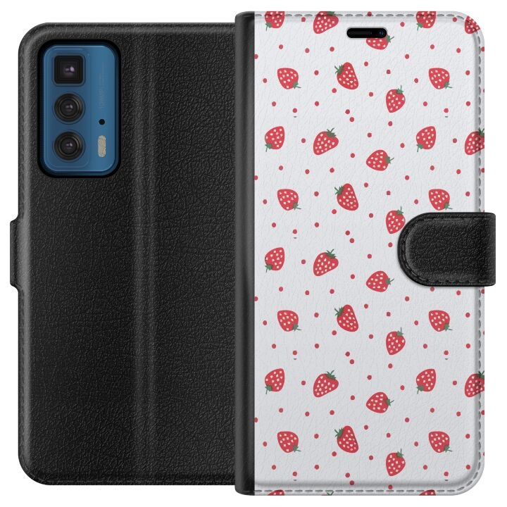 Plånboksfodral till Motorola Edge 20 Pro med Jordgubbar motiv i gruppen SMARTPHONE & SURFPLATTOR / Mobilskydd / Motorola hos TP E-commerce Nordic AB (A54061)