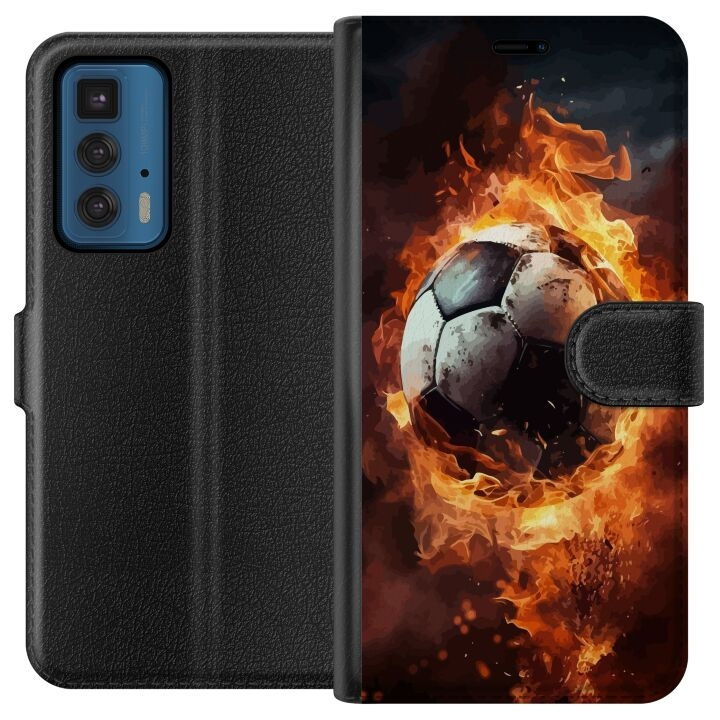 Plånboksfodral till Motorola Edge 20 Pro med Fotboll motiv i gruppen SMARTPHONE & SURFPLATTOR / Mobilskydd / Motorola hos TP E-commerce Nordic AB (A54065)