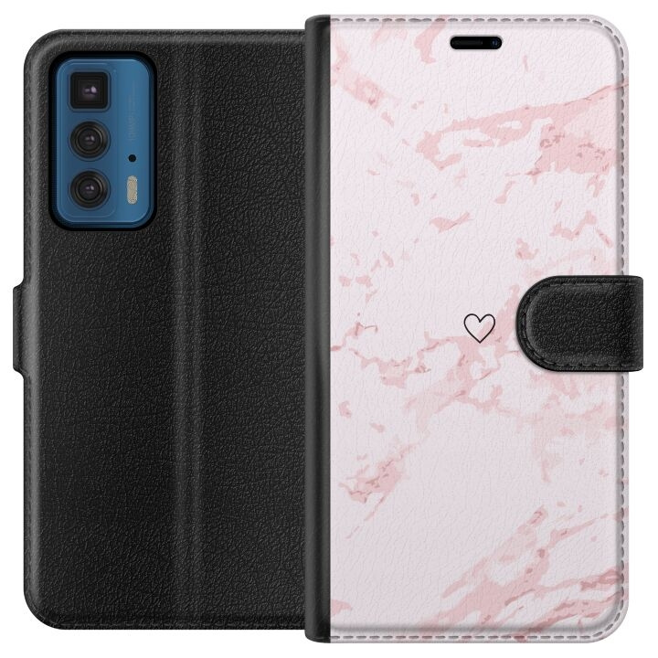Plånboksfodral till Motorola Edge 20 Pro med Rosa Hjärta motiv i gruppen SMARTPHONE & SURFPLATTOR / Mobilskydd / Motorola hos TP E-commerce Nordic AB (A54067)