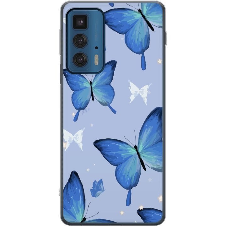 Mobilskal till Motorola Edge 20 Pro med Blå fjärillar motiv i gruppen SMARTPHONE & SURFPLATTOR / Mobilskydd / Motorola hos TP E-commerce Nordic AB (A54087)
