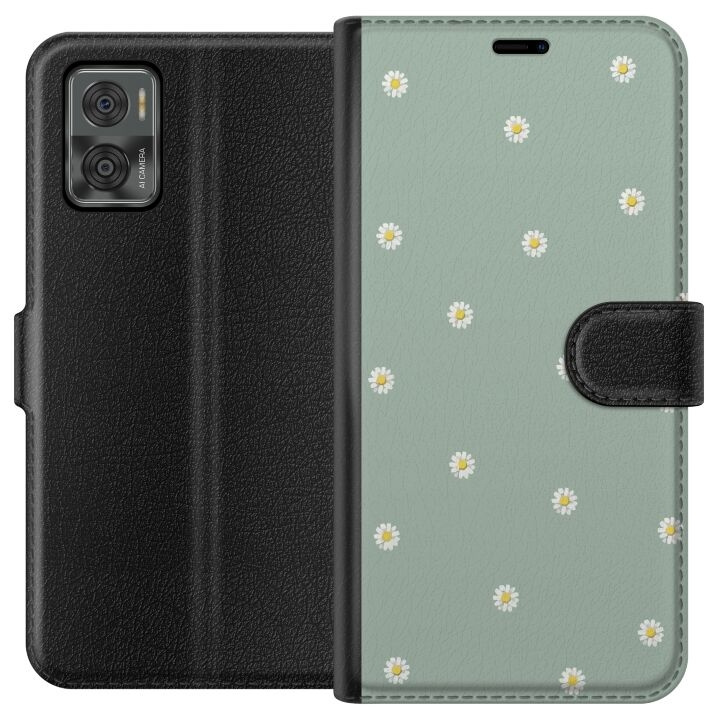 Plånboksfodral till Motorola Moto E22i med Prästkragar motiv i gruppen SMARTPHONE & SURFPLATTOR / Mobilskydd / Motorola hos TP E-commerce Nordic AB (A54129)