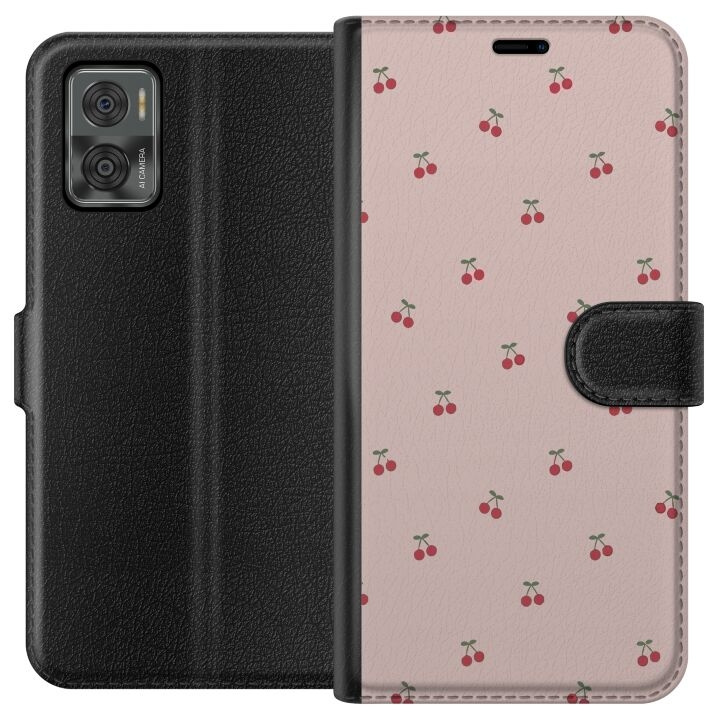 Plånboksfodral till Motorola Moto E22i med Körsbär motiv i gruppen SMARTPHONE & SURFPLATTOR / Mobilskydd / Motorola hos TP E-commerce Nordic AB (A54132)