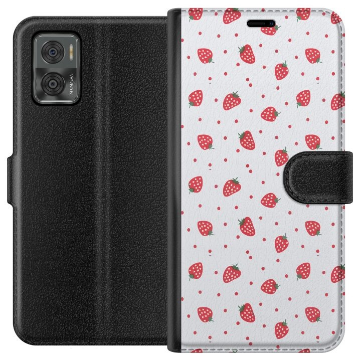 Plånboksfodral till Motorola Moto E22i med Jordgubbar motiv i gruppen SMARTPHONE & SURFPLATTOR / Mobilskydd / Motorola hos TP E-commerce Nordic AB (A54142)