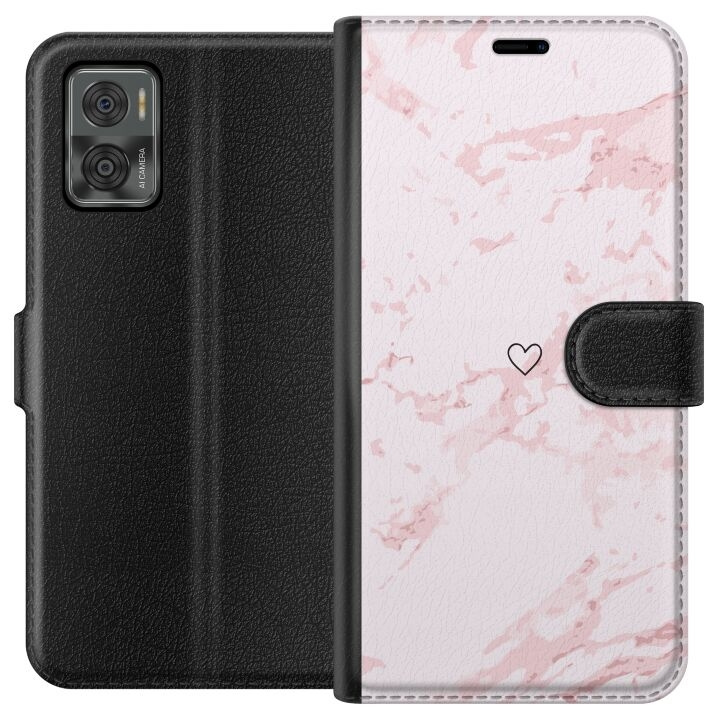 Plånboksfodral till Motorola Moto E22i med Rosa Hjärta motiv i gruppen SMARTPHONE & SURFPLATTOR / Mobilskydd / Motorola hos TP E-commerce Nordic AB (A54148)