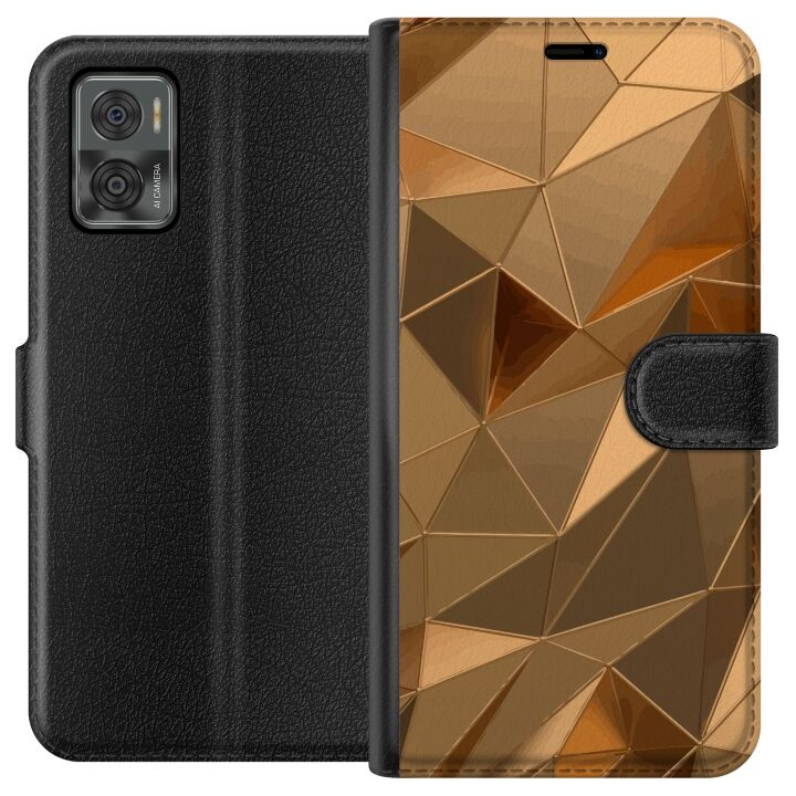 Plånboksfodral till Motorola Moto E22i med 3D Guld motiv i gruppen SMARTPHONE & SURFPLATTOR / Mobilskydd / Motorola hos TP E-commerce Nordic AB (A54149)