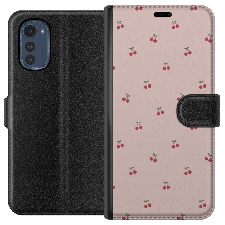 Plånboksfodral till Motorola Moto E32s med Körsbär motiv i gruppen SMARTPHONE & SURFPLATTOR / Mobilskydd / Motorola hos TP E-commerce Nordic AB (A54240)