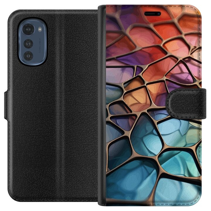 Plånboksfodral till Motorola Moto E32s med Metalliskt mönster motiv i gruppen SMARTPHONE & SURFPLATTOR / Mobilskydd / Motorola hos TP E-commerce Nordic AB (A54243)