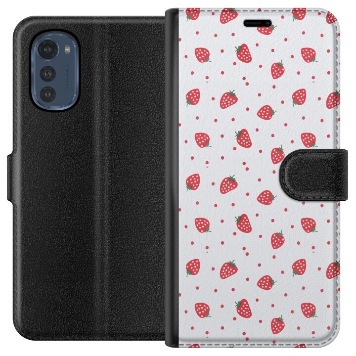 Plånboksfodral till Motorola Moto E32s med Jordgubbar motiv i gruppen SMARTPHONE & SURFPLATTOR / Mobilskydd / Motorola hos TP E-commerce Nordic AB (A54250)