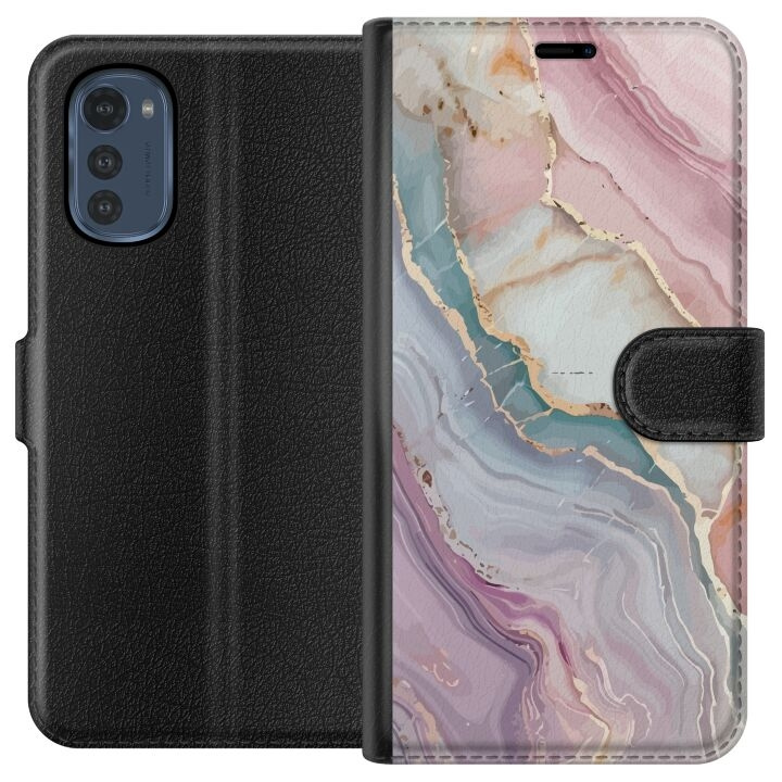 Plånboksfodral till Motorola Moto E32s med Marmor motiv i gruppen SMARTPHONE & SURFPLATTOR / Mobilskydd / Motorola hos TP E-commerce Nordic AB (A54255)