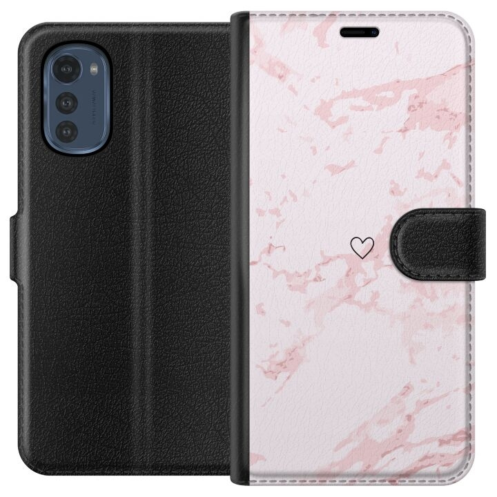 Plånboksfodral till Motorola Moto E32s med Rosa Hjärta motiv i gruppen SMARTPHONE & SURFPLATTOR / Mobilskydd / Motorola hos TP E-commerce Nordic AB (A54256)