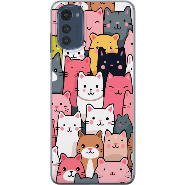 Mobilskal till Motorola Moto E32s med Kattmönster motiv i gruppen SMARTPHONE & SURFPLATTOR / Mobilskydd / Motorola hos TP E-commerce Nordic AB (A54268)