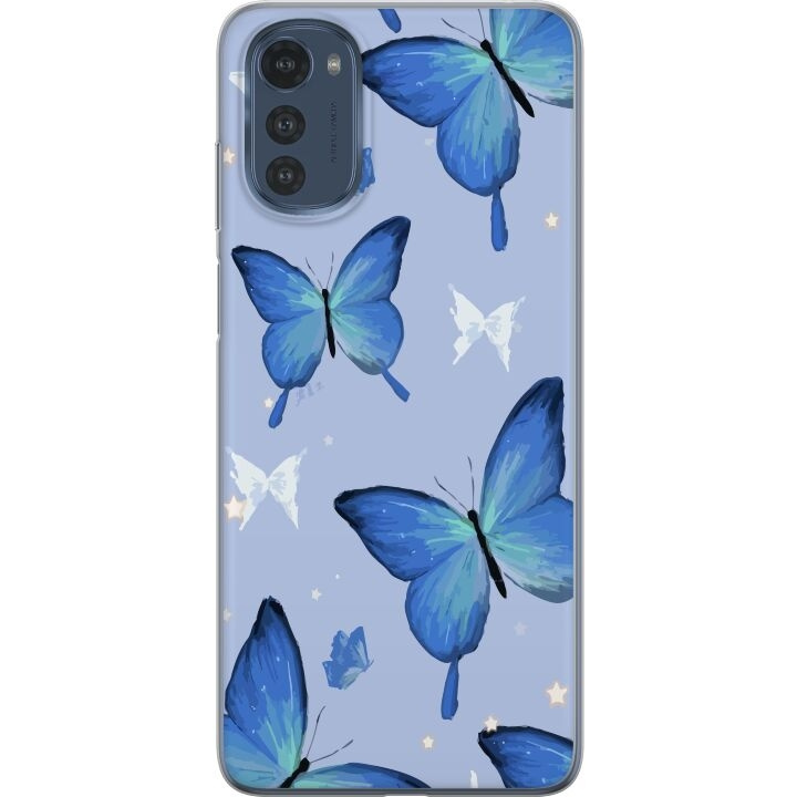 Mobilskal till Motorola Moto E32s med Blå fjärillar motiv i gruppen SMARTPHONE & SURFPLATTOR / Mobilskydd / Motorola hos TP E-commerce Nordic AB (A54276)