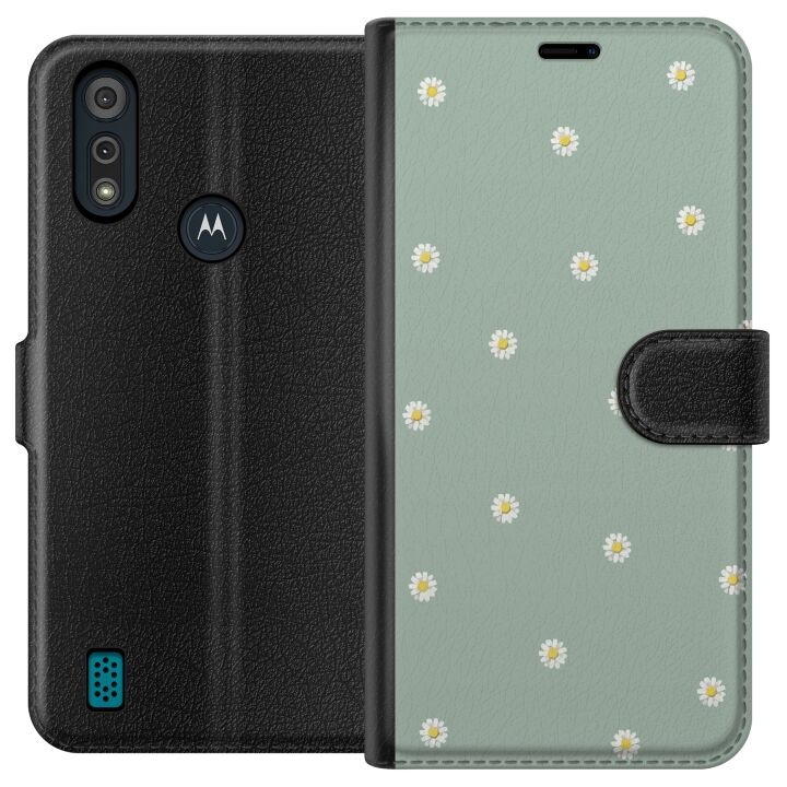 Plånboksfodral till Motorola Moto E6i med Prästkragar motiv i gruppen SMARTPHONE & SURFPLATTOR / Mobilskydd / Motorola hos TP E-commerce Nordic AB (A54318)