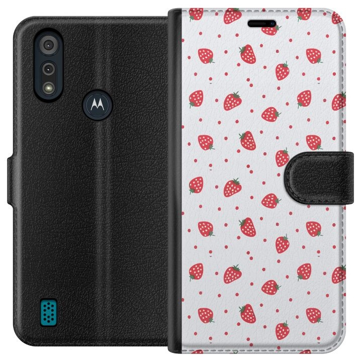 Plånboksfodral till Motorola Moto E6i med Jordgubbar motiv i gruppen SMARTPHONE & SURFPLATTOR / Mobilskydd / Motorola hos TP E-commerce Nordic AB (A54331)