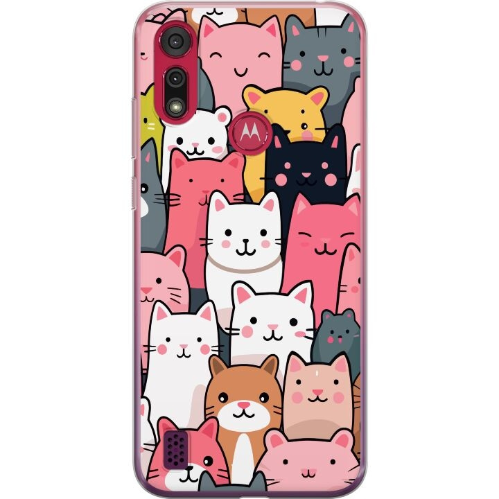 Mobilskal till Motorola Moto E6s (2020) med Kattmönster motiv i gruppen SMARTPHONE & SURFPLATTOR / Mobilskydd / Motorola hos TP E-commerce Nordic AB (A54376)