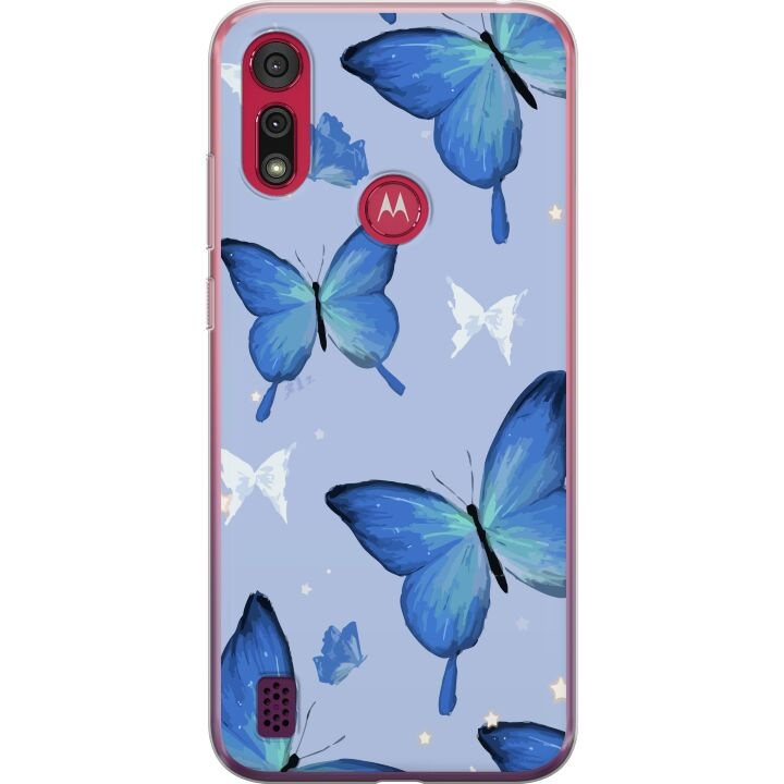 Mobilskal till Motorola Moto E6s (2020) med Blå fjärillar motiv i gruppen SMARTPHONE & SURFPLATTOR / Mobilskydd / Motorola hos TP E-commerce Nordic AB (A54384)