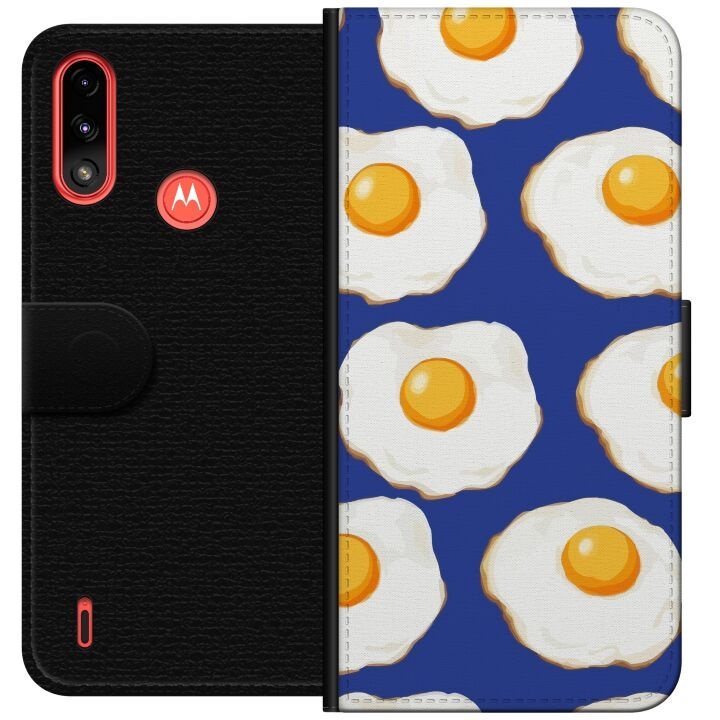 Plånboksfodral till Motorola Moto E7 Power med Stekta ägg motiv i gruppen SMARTPHONE & SURFPLATTOR / Mobilskydd / Motorola hos TP E-commerce Nordic AB (A54428)