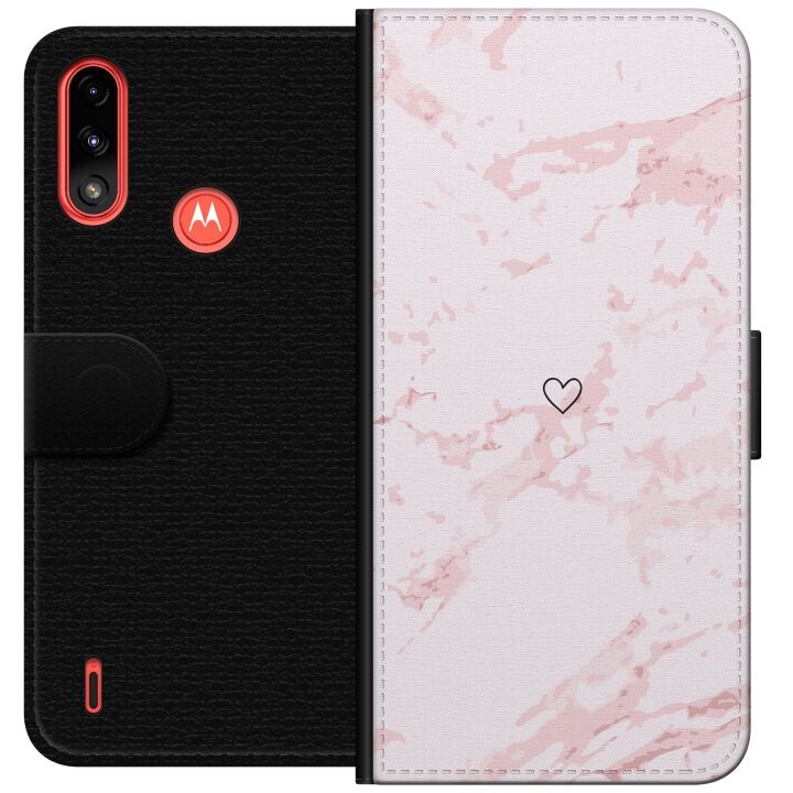 Plånboksfodral till Motorola Moto E7 Power med Rosa Hjärta motiv i gruppen SMARTPHONE & SURFPLATTOR / Mobilskydd / Motorola hos TP E-commerce Nordic AB (A54445)