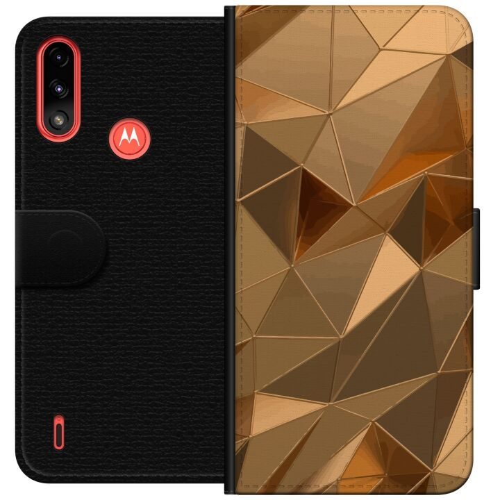 Plånboksfodral till Motorola Moto E7 Power med 3D Guld motiv i gruppen SMARTPHONE & SURFPLATTOR / Mobilskydd / Motorola hos TP E-commerce Nordic AB (A54446)