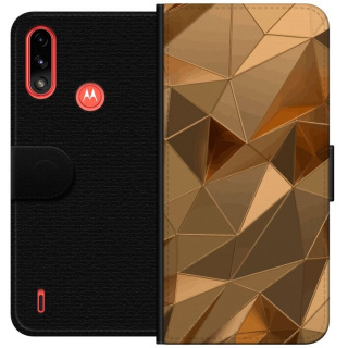 Plånboksfodral till Motorola Moto E7 Power med 3D Guld motiv